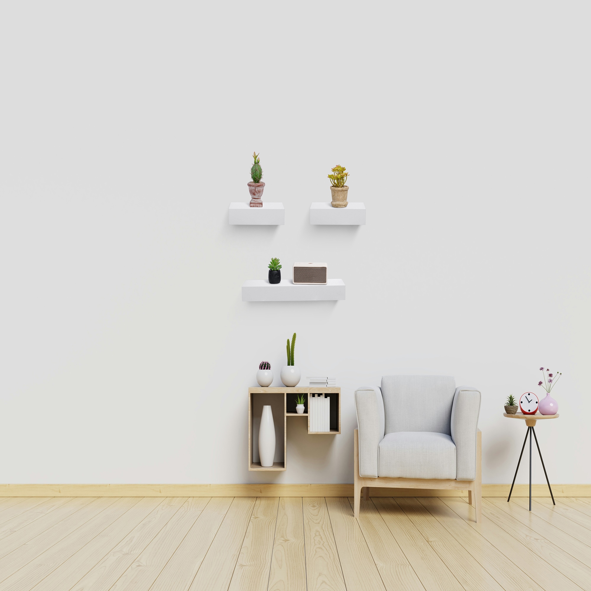 Floating Shelves Wall Mounted Wood Shelves For Home Decor White_voghion.com